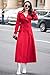 ebossy Women's Double Breasted Duster Trench Coat Slim Full Length Maxi Long Overcoat (Medium, Red)