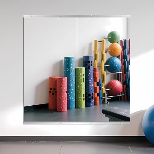 Image of Ruomeng Home Gym Mirror, 48''x24''x2PCS Full Length, Large Frameless Body Mirror Tempered Glass for Gym, Workout, Yoga, Garage, Dance Studio