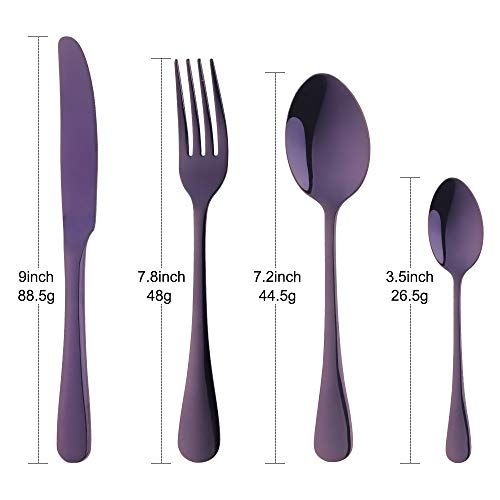 Buyer Star Besteck 4pcs Lila Edelstahl-Besteck Geschirr Messer Gabel Löffel Teelöffel
