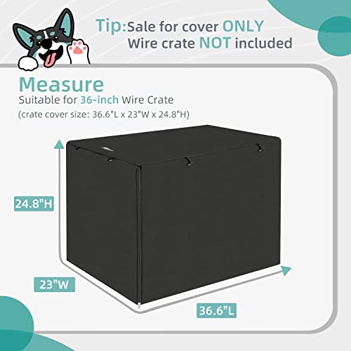 Seiyierr Dog Crate Cover, 36 Inch Pet Kennel Cover Universal Fit For Wire Dog Crate, Lightweight 600D Polyester Fabric, Double Door Dog Kennel Cover Indoor Outdoor Protection, Black #TOP1