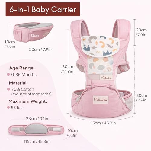 Image of Baby Carrier with Hip Seat for 0 to 3 Year New Born Baby, Kangaroo Adjustable Baby Carrying Bag for Newborn to Toddler, 20 Kg (LPC57)