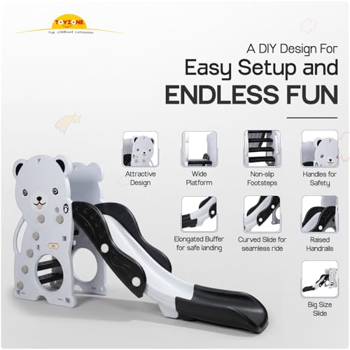 Image of Toyzone Panda Slide for Kids | Baby Play Slide | Indoor & Outdoor Kids Slide | Easy Assembly | Safe Rounded Design | BIS Certified | Made in India | Kids Slide for 2-12 Years, Upto 70 kgs