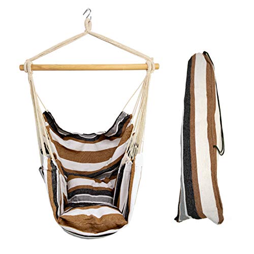 ANPI Silla suspendida Hamaca Colgante de Cuerda Columpio, Terraza Colgante Balcón Hamaca Cuerda Sillón con Cojín para Interior al Aire Libre Jardín Casa Camping
