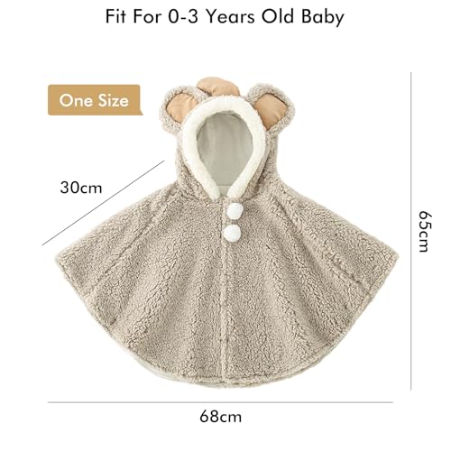 Risipu Poncho Bebe Cape à Capuche Chaude Mignon Coupe-Vent Hiver Automne Vêtements d'extérieur Chaude Châle pour Enfant 0-3 Ans Manteau Doux et Chaud pour Poussette Voiture Sortie (Gris-Éléphant) – vue 6
