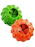 2-Pack Treat Dispensing Dog Puzzle Toy – Cognitive Dog Treat Toy,Interactive Chew Ball for Aggressive Chewers, Slow Feeder for Mental Stimulation & Anxiety Relief, Puppy Training Toy, Natural Rubber