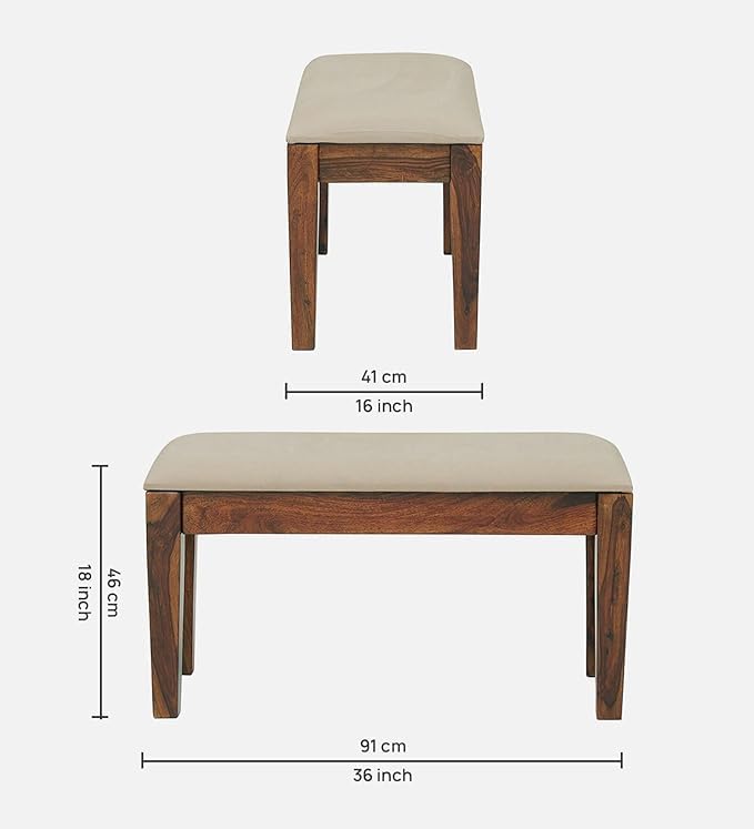 Image of Furniture Solid Wooden sheesham Dining Bench for Dining Room Living Room | Wooden Bench for Seating 2 Person Wooden Bench Home Furniture (Teak Finish)