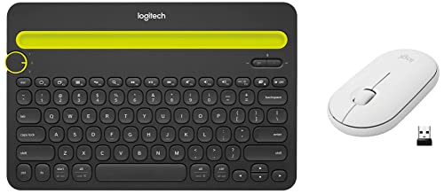 Image of Logitech K480 Wireless Multi-Device Keyboard for Windows, macOS & Pebble M350 Wireless Mouse with Bluetooth or USB - Silent, Slim Computer Mouse with Quiet Click for Laptop