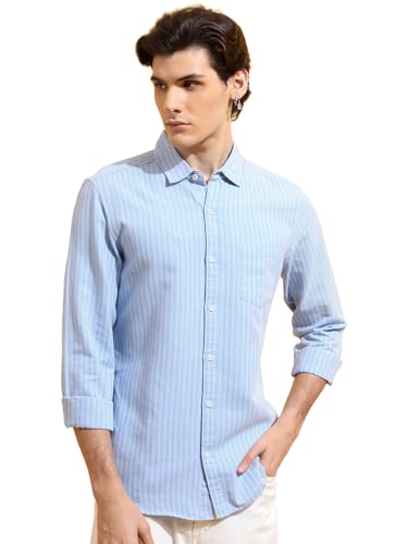 Image of Highlander Men's Slim Fit Striped Shirt | Full Sleeves | Everyday Wear Stylish Shirts for Men