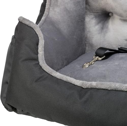 TRIXIE Autositz für Hunde - auch als Reisebettchen - Befestigungsgurte für Fahrzeugsitz - Gurtdurchführung - weich gepolstert - waschbar bei 30 °C - 50 x 40 x 50 cm - 13179