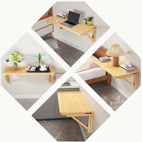 Bureau mural rabattable bois gain de place table informatique pliable