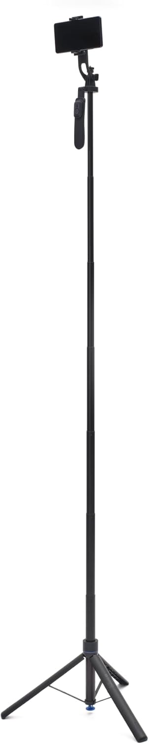 Benro BK70 Smart Selfie Stick and Mini Tripod with Bluetooth Remote, Adjustable Phone Mount, Portable Handheld Tripod Stand for Smartphones, Auto Pop Open Legs, Lightweight Travel Design