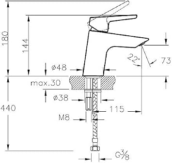 Artema Marin S A42456 Sink Faucet, 115 mm Height, 9 L/min Flow Rate, Chrome