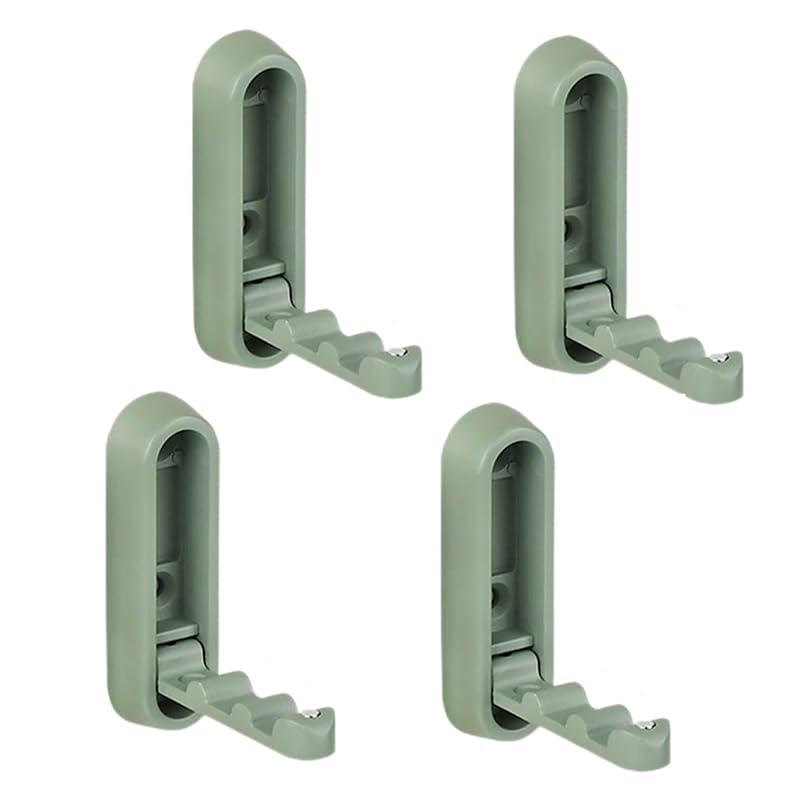 4pcs Folding Wall Hook Bathroom Wall Hook Retractable,Non-Slip Heavy Duty Foldable Coat Hook,for Bags, Hanging Coats, Backpacks, Towels, Brushed Gold Towel Hooks in Bathroom, Closet (Matte Green)
