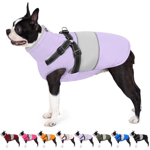 Image of AOFITEE Dog Coat Warm Dog Jacket with Harness Built in Pet Puffer Jacket XS