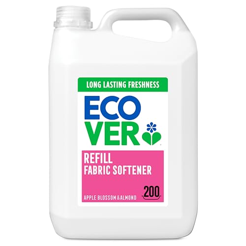 Ecover Concentrated Fabric Softener Refill Fabric Conditioner to Soften Your Clothes Fresh Apple Blossom & Almond Scent 1 x 200 Washes 1 x 5L