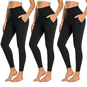 NEW YOUNG 3 Pack Leggings with Pockets for Women,High Waisted Tummy Control Workout Yoga Pants