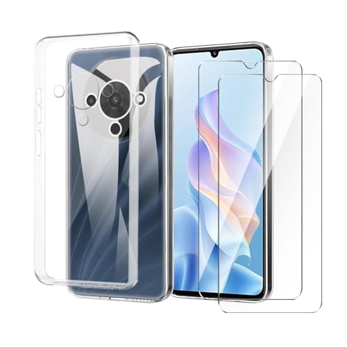 Wanglaism Cover for ZTE Blade A76 5G Case with 2 Pack Tempered Glass Screen Protector, Mobile Phone Case Transparent Soft Silicone TPU Protective Bumper Case(No for ZTE Blade A76 4G)