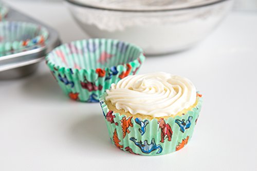 Fox Run Dinosaur Disposable Bake Cups (Pack Of 50), 3 X 3 X 1.25 Inches, Green #TOP5