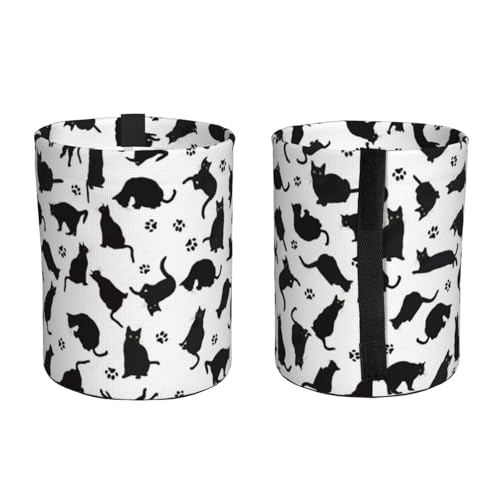 Image of Small Car Trash Can, Cute Black Cat Design Hanging Foldable Car Trash Bag, Waterproof Leakproof Garbage Bin, Car Interior Organizer Accessories