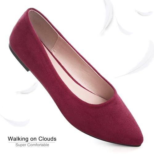 Image of Dear Time Women's Pointed Toe Ballet Flats Simple Casual Office Work Flats Slip-on Comfortable Shoes