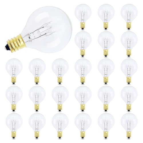EASYIVY 25-Pack G40 Replacement Bulbs 7W G40 Globe Bulbs E12 Outdoor String Lights 230V IP44 Water Resistance Warm White 2200K for Indoor Outdoor Patio Garden Home Party Wedding Decoration