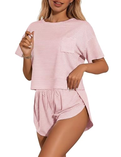 Image of Ekouaer Womens Pajama Sets Sexy Lounge Sets Side Split Short Pj Sets Cute Pjs 2 Piece Comfy Sleepwear Loungewear