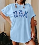 UNIQUEONE 4th of July Shirts USA Shirt: American Flag Shirt Women Oversized - Patriotic Tshirt - USA Stars Stripes Tee Tops