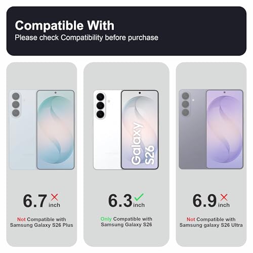 Image of Affix 2 Pack for Galaxy S26 Tempered Glass, Screen Protector Guard with Easy Fix Installation Tool, 9H Hardness Shatterproof, HD Clear Scratch Resistant
