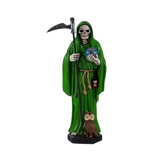 DRW Figura Santa Muerte Verde Resina Pintada a Mano 20 cm Cover