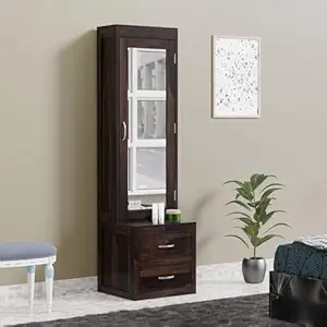 Craftswood Sheesham Wood Dressing Table with 2 Drawer Storage for Living Room Bedroom Wooden Vanities for Home Solid Wood Bedroom Furniture (Walnut Finish)