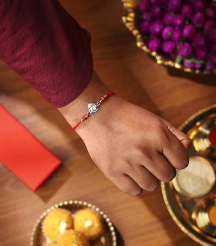 Image of Gargi by P.N. Gadgil and Sons 925 Silver Ganesha Rakhi | Gifts for Men and Boys | Rakshabandhan Rakhi for Brother | Rakhi for Boys & Men With Certificate of Authenticity