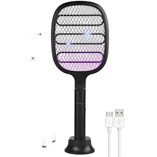 CosySun Elektrische Fliegenklatsche Bug Zapper Moskito Killer Built-in UV-Licht USB C wiederaufladbare faltbar für Innen- und Außen Schädlingsbekämpfung Schwarz Weiß Grau Cover