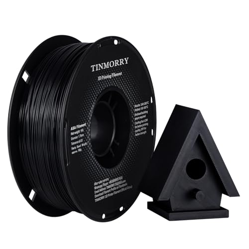 Image of TINMORRY ASA Filament 1.75mm, High UV & Heat Resistant 3D Printer Filament, Durable & Toughness, Dimensional Accuracy + /- 0.03mm, Perfect for Printing Outdoor Functional Parts,1KG Spool, Black