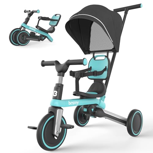 Read About besrey Toddler Tricycle with Parent Steering Push Handle for 1-3 Years Old Girls and Boys...