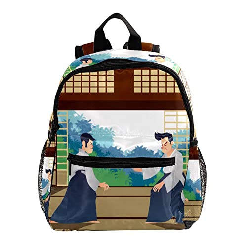 Sac à dos pour garçons et filles motif femme japonaise multicolore 30 cm