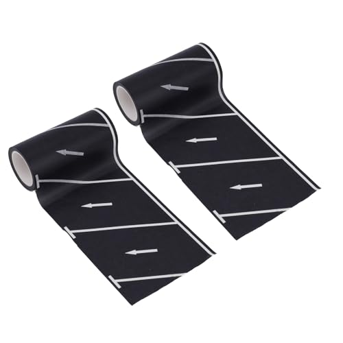 Goktvai 2 Rouleaux Ruban Adhésif Route pour Voitures Miniatures, 10m x 7,5cm Noir Bande de Suivi de la Chaussée Sans Résidus pour la Salle Jeux des Enfants Décoration Fêtes d'Anniversaire (Flèche)