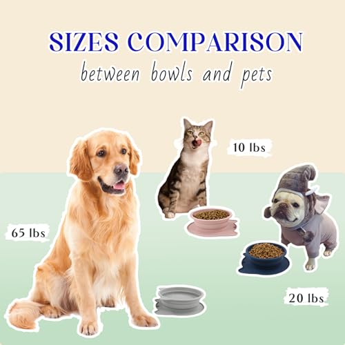 Runrole PTB-2IN1-PK 2-In-1 Collapsible Silicone Dog Travel Bowls, Slot Together And Use Separately, Portable Pet Food Water Bowls, Foldable Cat Feeding Watering Dishes thumb #3