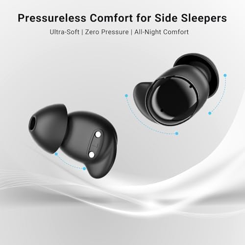 Ertuly T33 Sleep Earbuds, Bluetooth 6.0 Noise Cancelling Sleep Headphones for Side Sleepers, ANC Up to 98%, Sleep Mode, 48H Playtime, Small Earbuds Comfort Fit for Sleeping, Travel, Work, Gold - 3