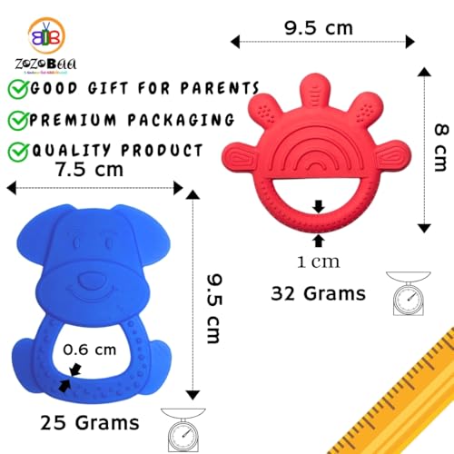 Image of Cute Shape Soft Silicone Teether for Baby Gums, Teething Toys for Babies, BPA Free, Pain-Relief, Non-Toxic, 100% Food Grade, Soothing, Easy to Grasp Chewable - Hand+Pineapple+Dog (Pack of 3)