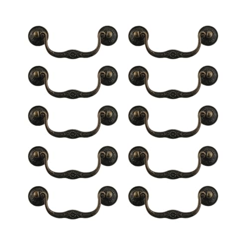 ZAANHA 10 Stück 4,8 Zoll Bronze Bar Schubladengriffe Vintage Dekorative Griffe Antike Knöpfe for Möbel Holzkiste Truhe