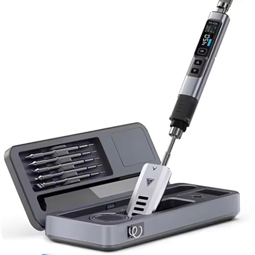 HCLZH はんだごてセット スマート HS-02 作業台 デジタル 温度表示100-450℃ Type-C充電 2秒急速予熱 アルミ合金製 メモリー機能付き アルミ製工具収納ケース セット HS-02A
