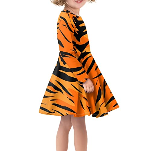 Howilath Cartoon Pattern Little Girls Winter Dresses, Anti-Shrink Long Sleeve Knee Length Skater Dress4