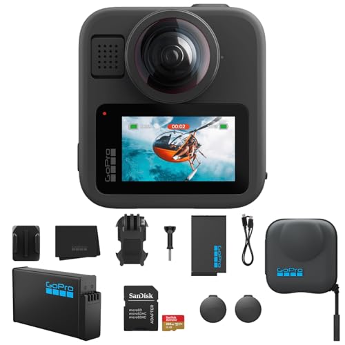 GoPro MAX2 360 �A�N�V�����J���� - �h�� True 8K �r�f�I�J���� Enduro �[�d���o�b�e���[�t�� 256GB Extreme UHS-I microSDXC �������[�J�[�h��SD�A�_�v�^�[�ی�P�[�X MAX2�p - �o���h���L�b�g