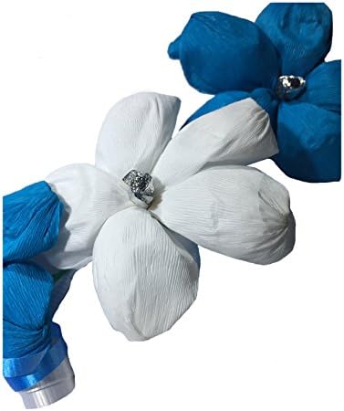 Handmade Flower Crown Crepe Paper Artificial Flower With Ribbon Ponytail Festival Party (White Blue)