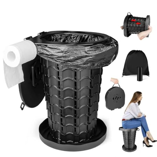Portable Folding Toilet for Camping & Travel, Compact Emergency Potty with Bags, Lightweight for Car, Boat, Outdoor Use