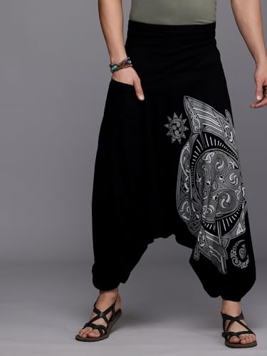 Image of The Veshti Company Printed Harem Pants for Men's Cotton Hippie Style Baggy Boho Yoga Pajama Pant with Pocket