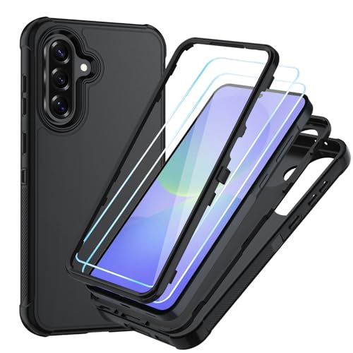 Suncasetor for Samsung Galaxy A36 5G Case:3-Layer PC and TPU Phone Cover with HD Screen Protector,Hybrid Protective Military-Grade Drop Protection for Galaxy A36 5G Phone Case (Black/Black)