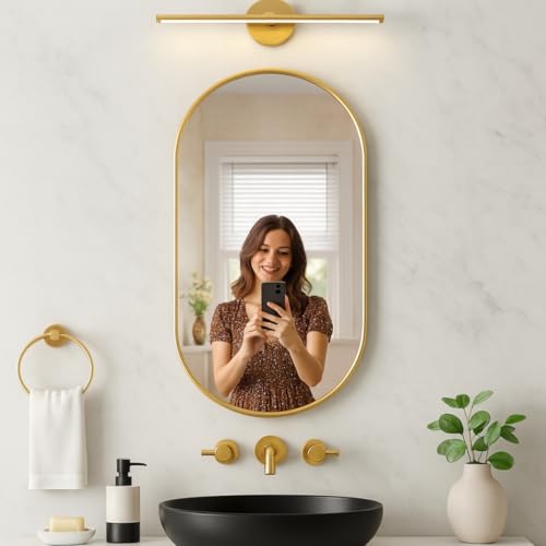 Image of Metal Frame Mirror Glass for Wall /Aluminium Circular Bathroom Wall Mirror 18x24 Inch /Mirror for Bathroom /Bedroom /Living Room /Entryway /Dressing Room /Decorative /Vanity| AFM1824A5