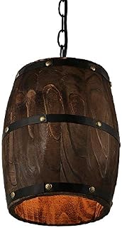 Newrays Antique Wood Wine Barrel Pendant Lamp Hanging Rustic Unique Kitchen Bar Ceiling