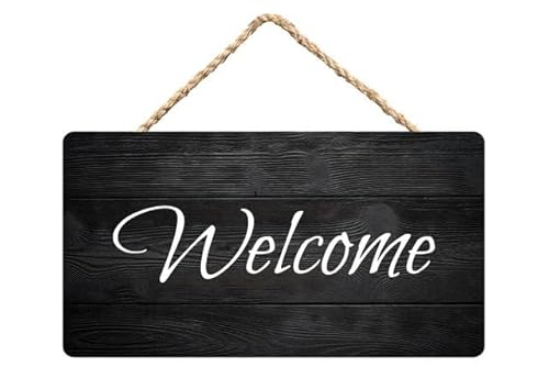 Welcome Friendly Wooden Hanging Sign - 12X6 Inch Door Decor